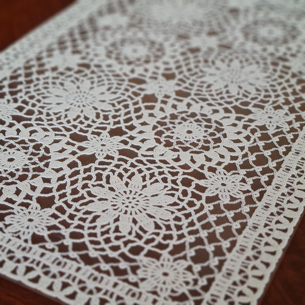 Zenit, 6 Pieces Vinyl 30X45Cm White Crochet Like Table Mat Bottom Sealed Made In Taiwan