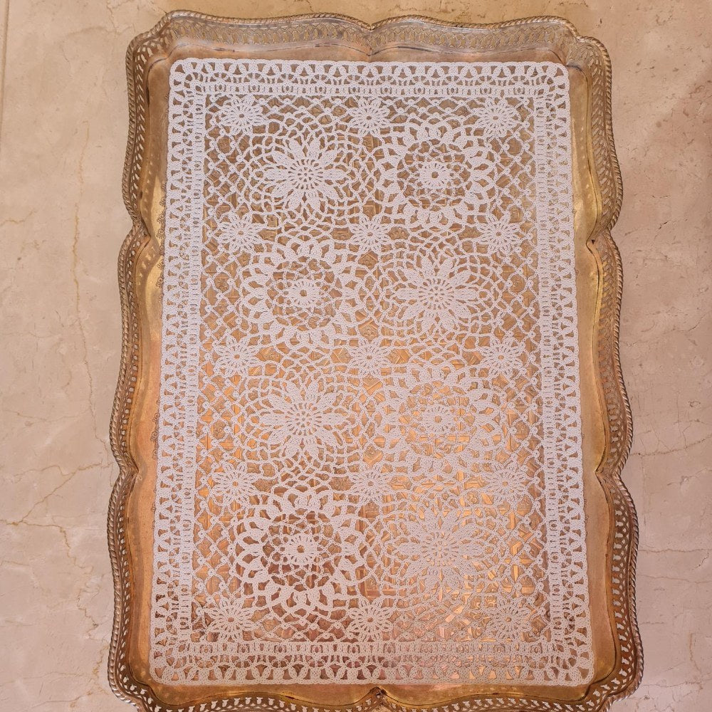 Zenit, 6 Pieces Vinyl 30X45Cm White Crochet Like Table Mat Bottom Sealed Made In Taiwan