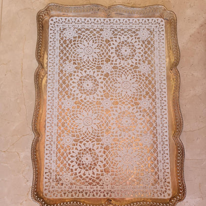 Zenit, 6 Pieces Vinyl 30X45Cm White Crochet Like Table Mat Bottom Sealed Made In Taiwan