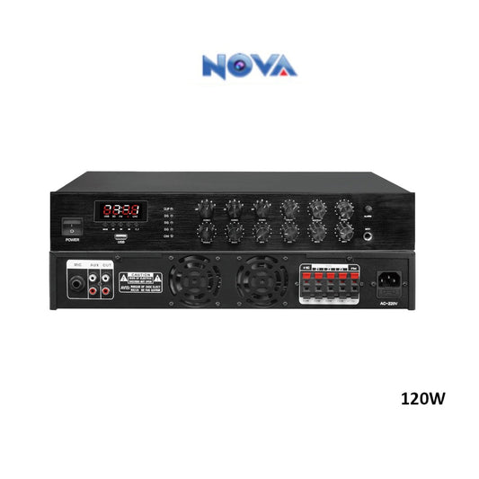 Nova, 3-Zone Volume Mixer Amplier With Echo & Repeat Audio 120W Nva-Ampl-3120Ut