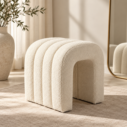 Cream Sculptural Bouclé Bench | BNCH383845W