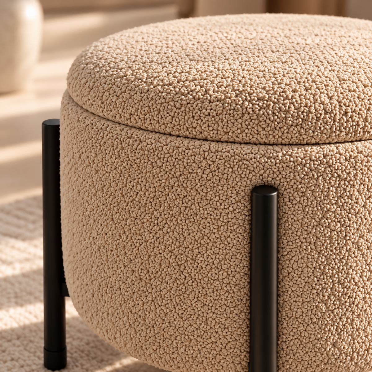 Luna Bouclé Storage Pouf | PUF-371