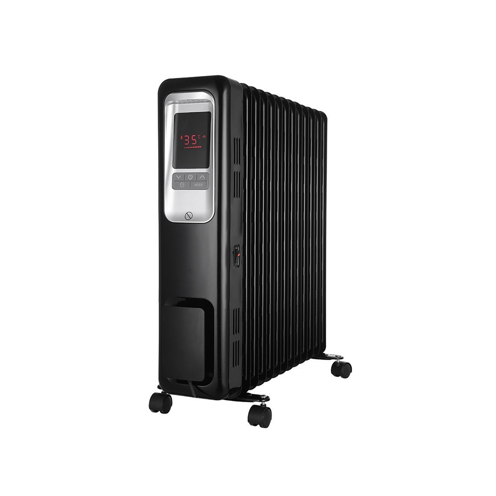 Campomatic Oil Filled Radiator, Digital Control With Led Screen, 13 Elements, 2500W, Thermostat, 3 Heat Settings, Tip- Over Switch Safety, Anti Freeze, Black Color, OFR13BD