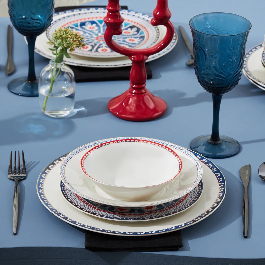 Karaca Elegance Bone Ancient Premium 24-Piece Bone Porcelain Dinner Set for 6 People - Timeless Elegant Collection, 153.09.01.1365