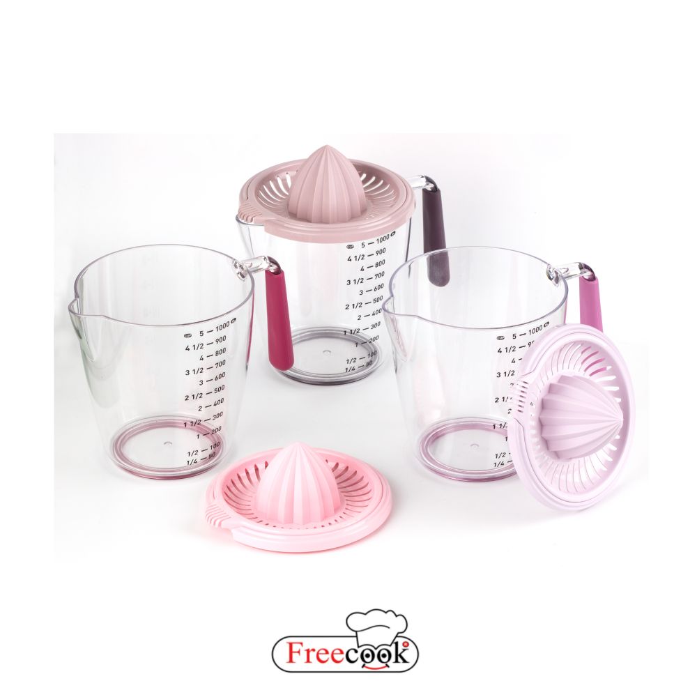 Freecook, Citrus Squeezer & Measurement Bowl (1000 ml) Pink Light