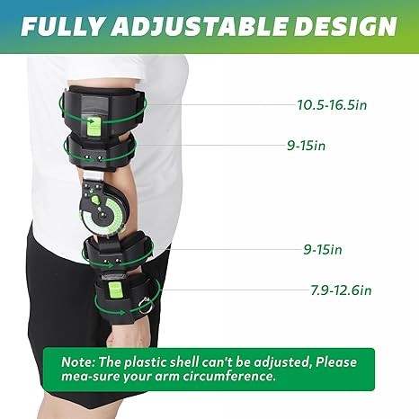 OrthoLife, Adjustable Hinged Rom Elbow Brace - Post-Op Stabilizer Splint For Arm Injury Recovery Support After Surgery, Ligament And Tendon Repairs And Dislocation