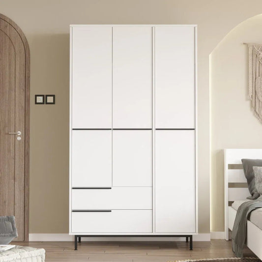 KDesign Wardrobe [White] HxWxD: 195.6x112.2x55cm, ON15-W
