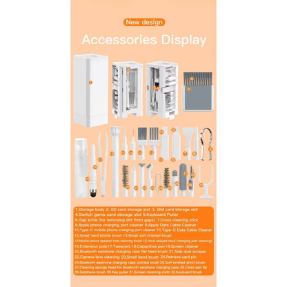 32 in 1 Multifunctional Laptop Headphones Keyboard Cleaner Kit Electronics Cleaning Kit Keyboard Cleaning Brush