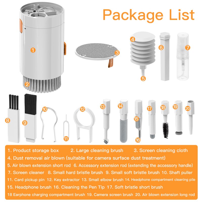 20 in 1 Multifunctional Laptop Headphones Keyboard Cleaner Kit Electronics Cleaning Kit Keyboard Cleaning Brush