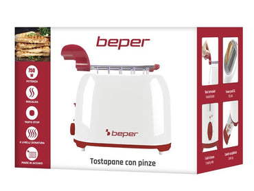 Beper, Toaster With Pliers 750W, 2- Slice Toaster With Abs Body And Stainless Steel Pliers, 7 Toasting Levels, P101TOS100
