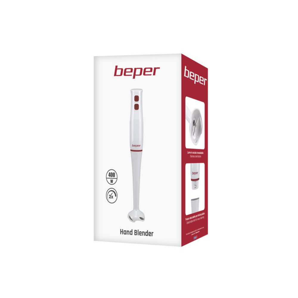 Beper Hand Blender 400W, Stainless Steel, Turbo Function [White], P102FRU003