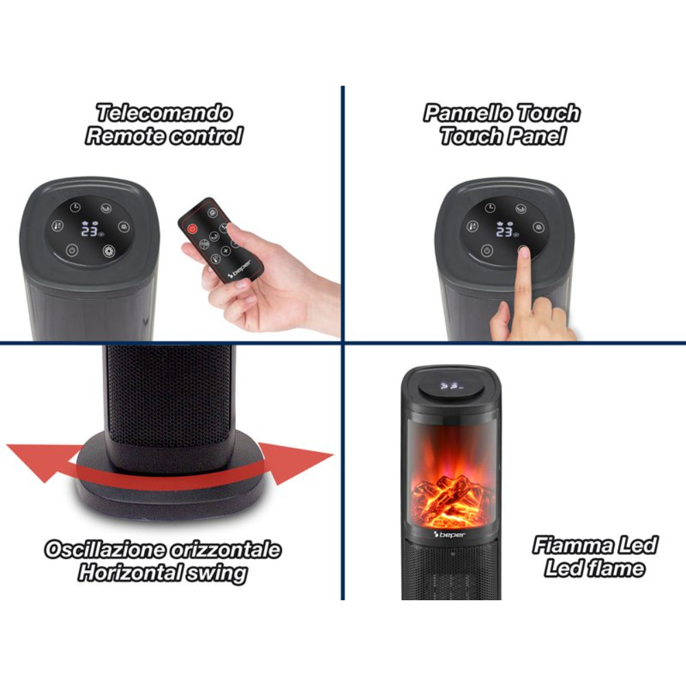 Beper Ceramic Fan Heater Column 2000W [Ceramic Black], P203TER011