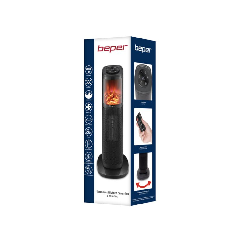 Beper Ceramic Fan Heater Column 2000W [Ceramic Black], P203TER011