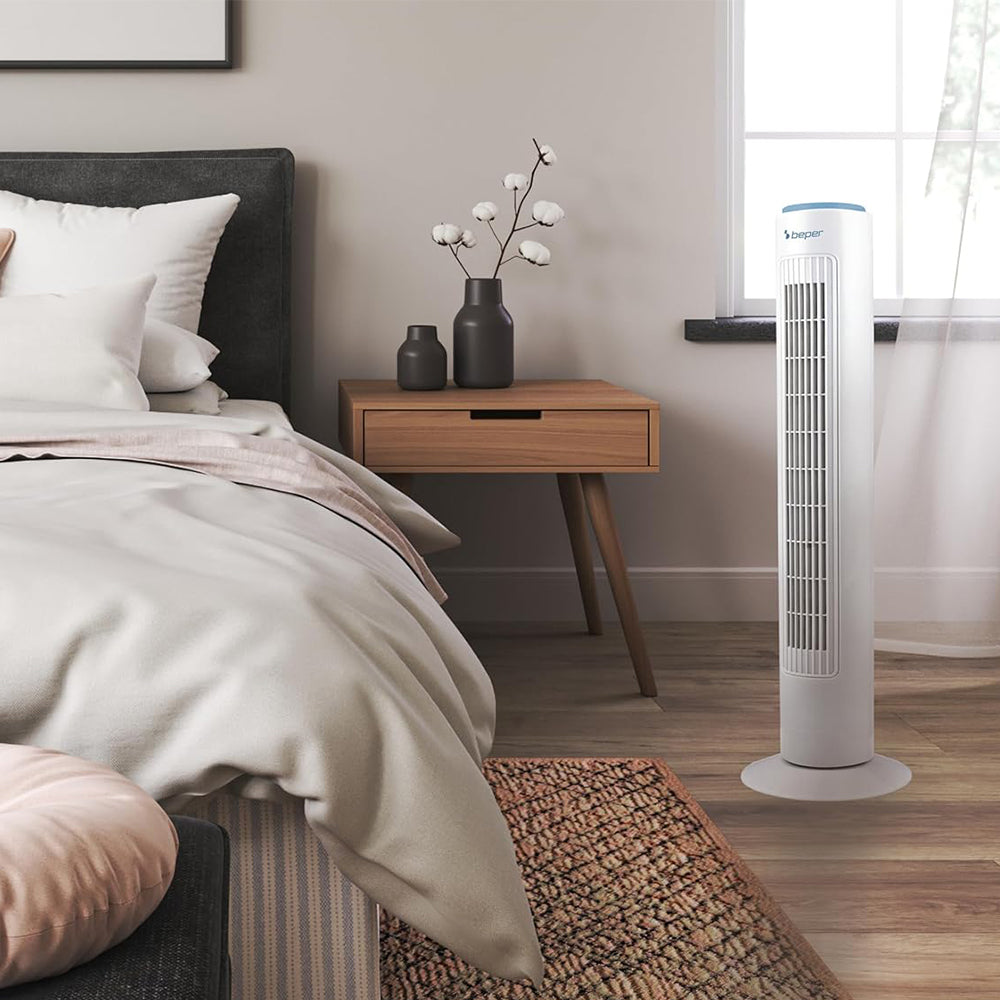 Beper Tower Fan 45W, Quiet Fan, Height 72cm, Automatic Oscillation [White], P206VEN301