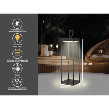 Beper Rechargeable LED Lantern For Outdoor And Indoor, Use, 25 Warm Light LEDs, USB Type-C Included Battery Life Up To 12 Hours, Black, P207ILI100