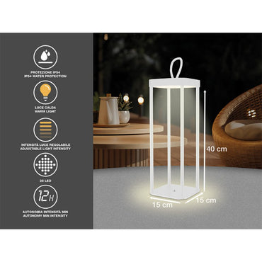 Beper Rechargeable LED Lantern For Outdoor And Indoor, Use, 25 Warm Light LEDs, USB Type-C Included Battery Life Up To 12 Hours, White, P207ILI101