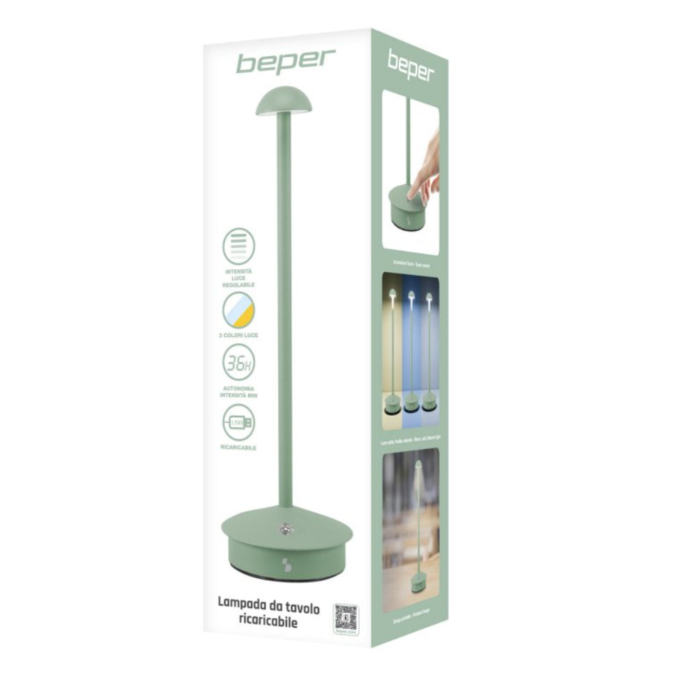 Beper Rechargeable Table Lamp Slim Sage Green, P207ILI150