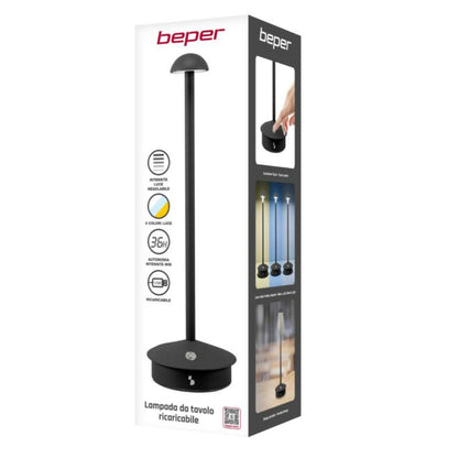 Beper Rechargeable Table Lamp Slim Black, P207ILI153