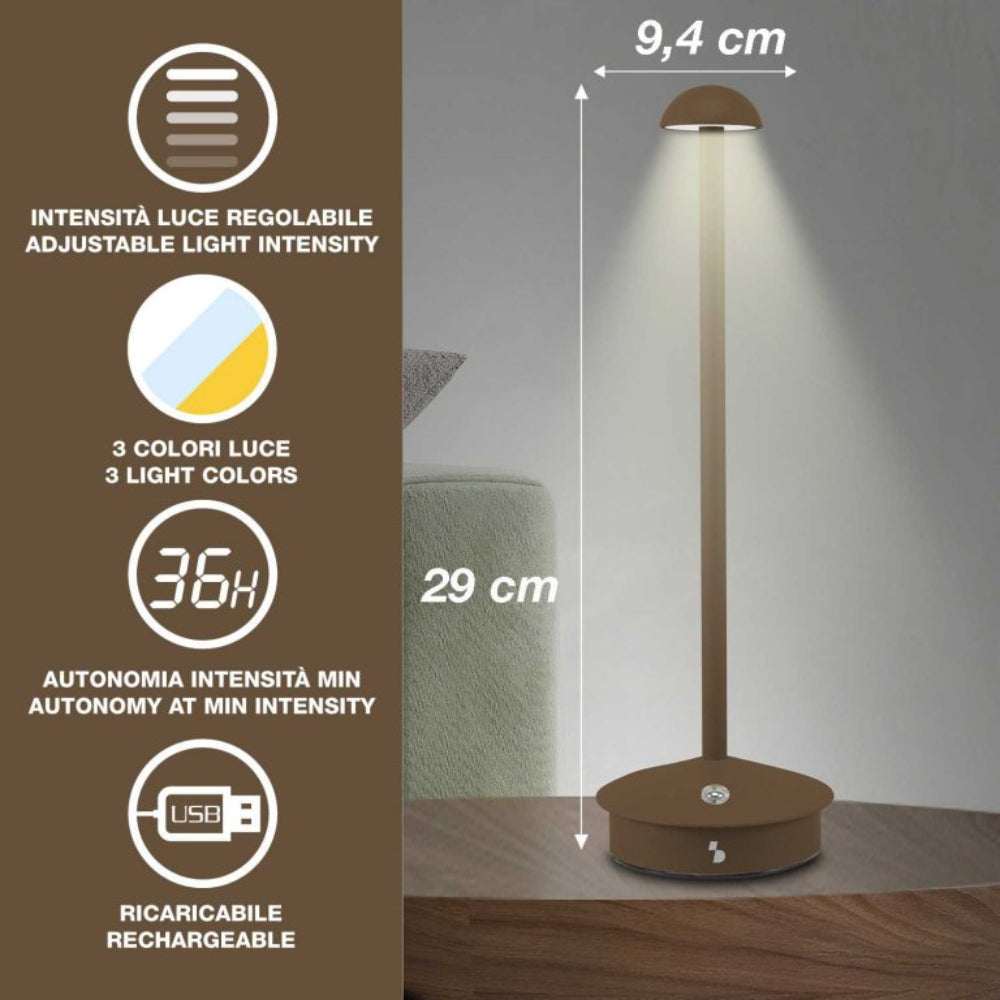 Beper Rechargeable Table Lamp Slim Corten, P207ILI155