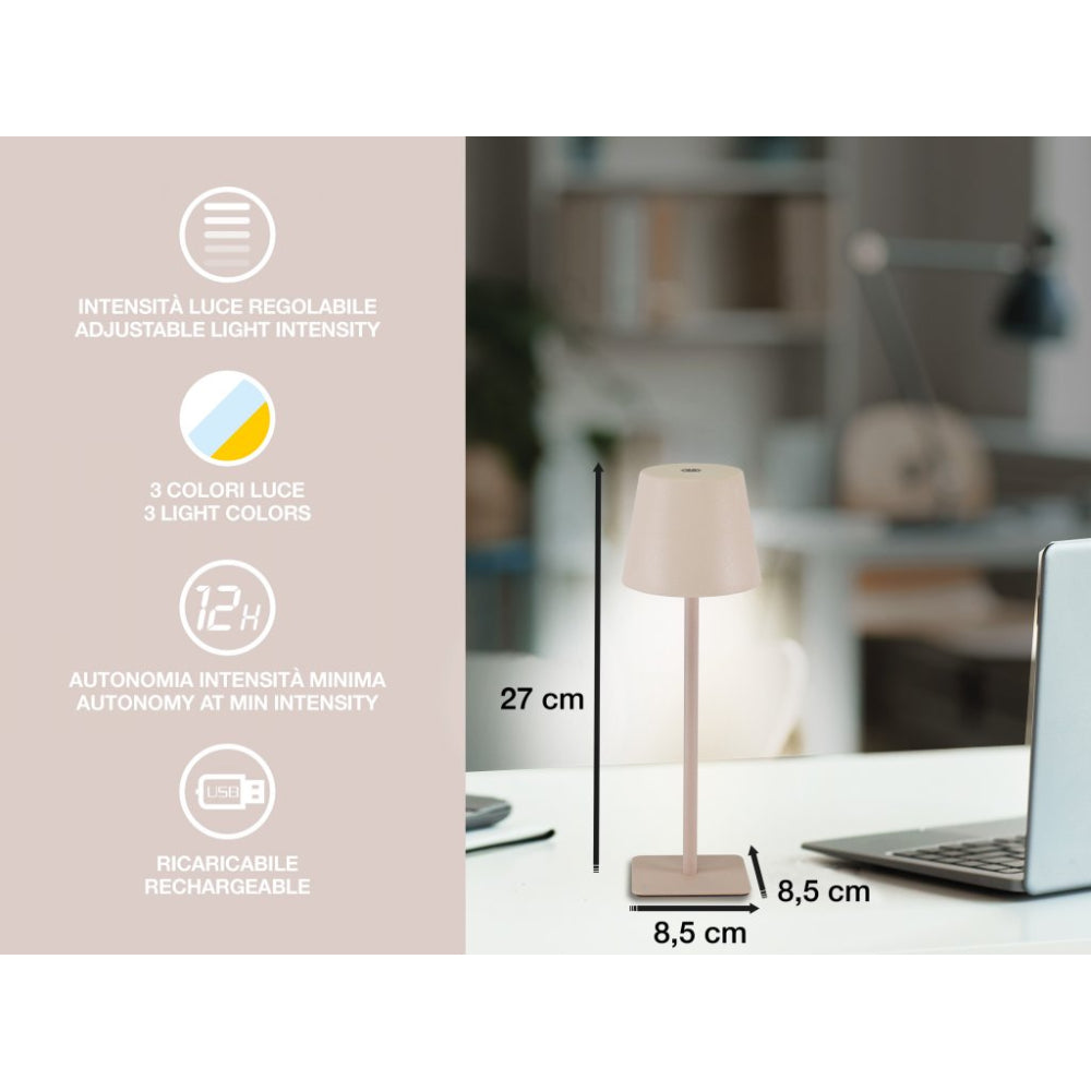 Beper Rechargeable Table Lamp Pink, P207ILI202