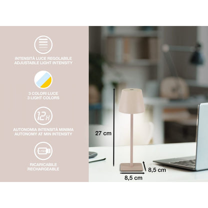 Beper Rechargeable Table Lamp Pink, P207ILI202