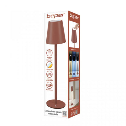 Beper Rechargeable Table Lamp Aura Brick Red, P207ILI204