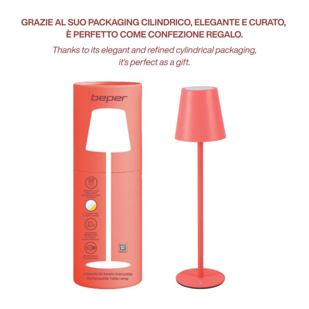 Beper Rechargeable Table Lamp Aura Coral, P207ILI206
