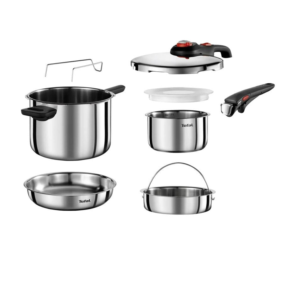 Tefal, Set Ingenio 6 In 1 Emotion 6L Cocotte, 24cm Frypan, 16cm Saucepan, 16cm Plastic Lid, Steamer Basket, Ingenio Bakelite Handle