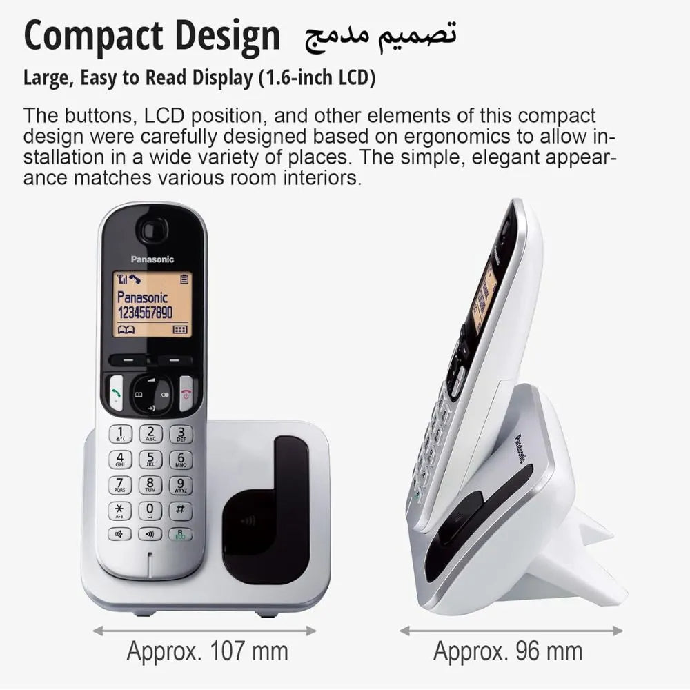Panasonic Cordless Phone With Caller ID And Speakerphone, Power Failure, Large LCD, PAN-TGC210