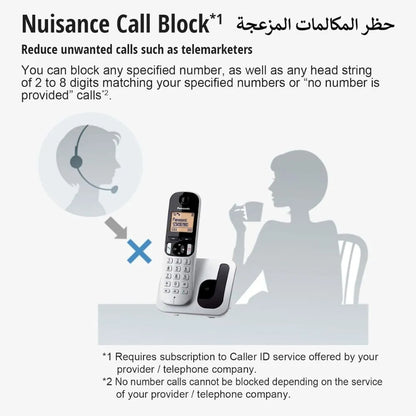 Panasonic Cordless Phone With Caller ID And Speakerphone, Power Failure, Large LCD, PAN-TGC210