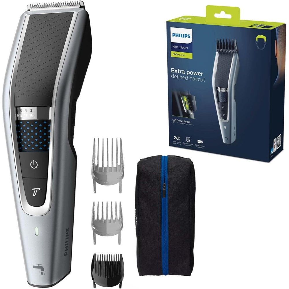 Philips, Hair Clipper Corded & Cordles, Cutter, Turbo Mode, 120Min, Charging Time 1HR, Waterproof, Cleaning Brush, Battery Indicator, Soft Pouch, HC5630