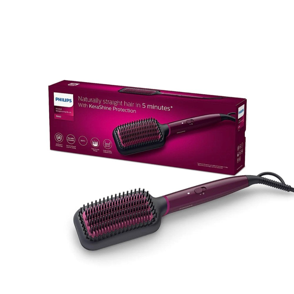 Philips, Heated Straightening Brush, Keratine Ceramic Coating, Thermoprotect 200C (Philips Official Warranty)