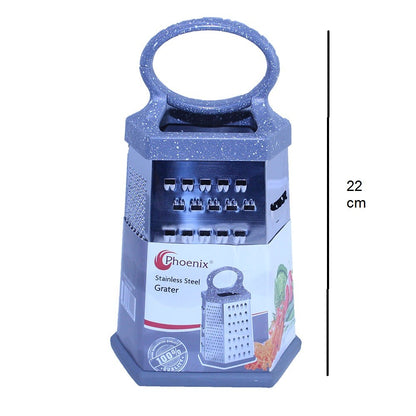 Phoenix, Stainless Steel Grater with 6 Sides - Vegetable Chopper, Available in Different Colors