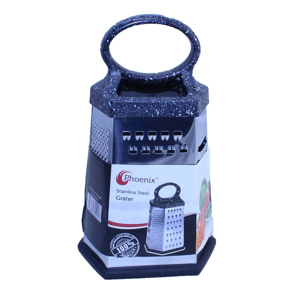Phoenix, Stainless Steel Grater with 6 Sides - Vegetable Chopper, Available in Different Colors