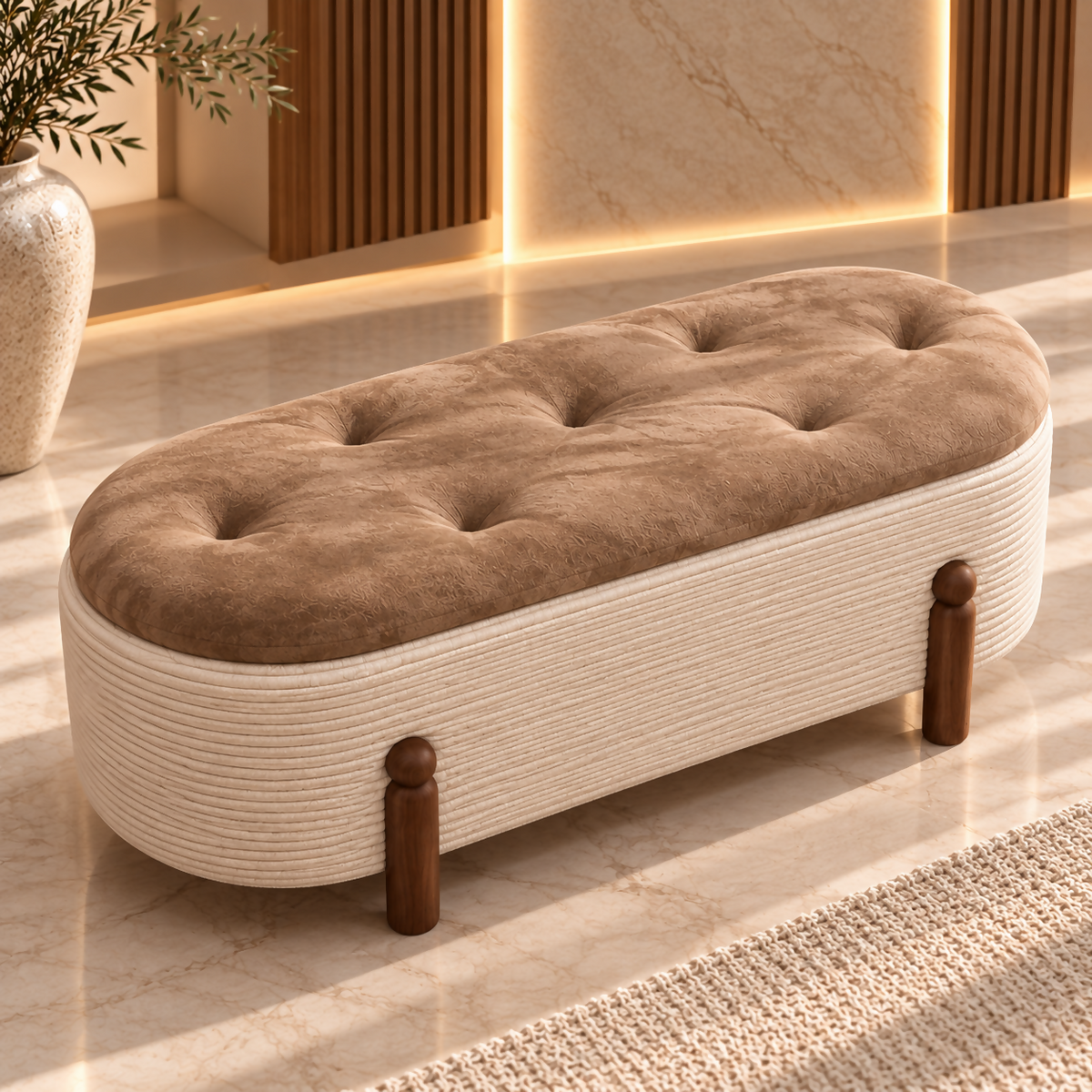Sienna Ribbed Upholstered Bench | 21999336
