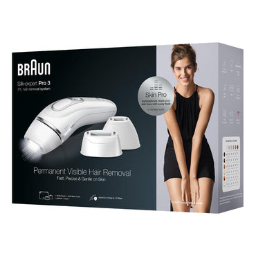 Braun IPL Silk-Expert Pro 3, 2 Sensitive Mode, Head To Toe Treatment, Long-Lasting At-Home Hair Reduction In Just 3 Months [White-Silver] – Box A, BRA-PL3221