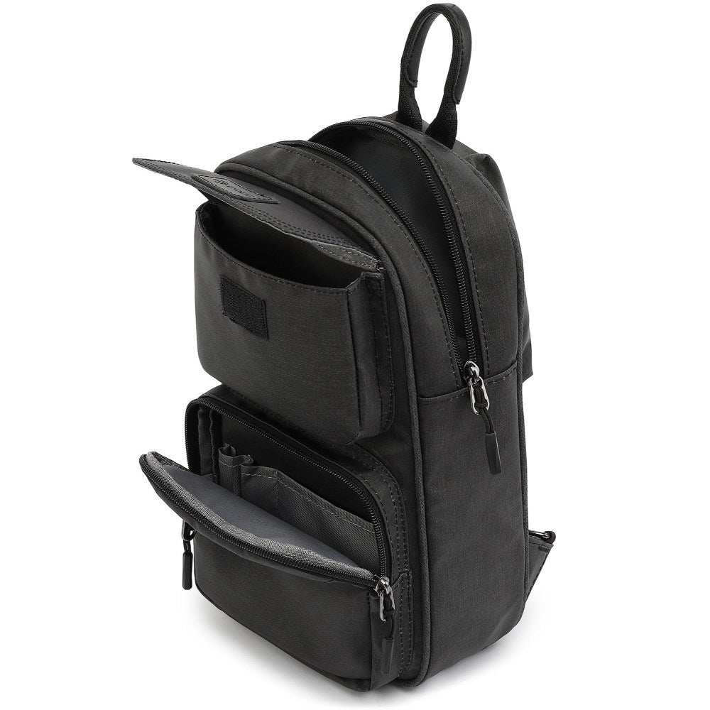 Poso, Anti Theft Sling Bag, Crossbody Pack - Lockable Zippers, Rfid Safe Pocket And Cut Resistant Fabric Black