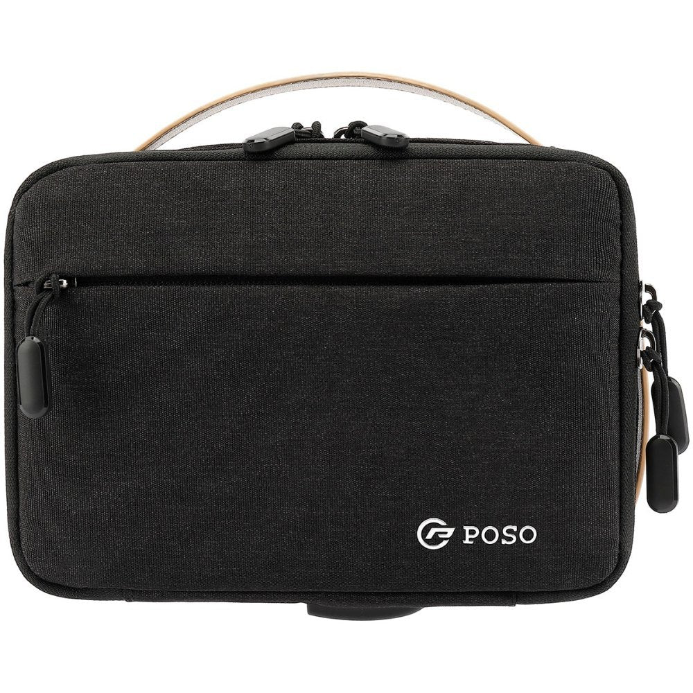 POSO, Travel Business Handbag, Cable Organizer Hard Disk Case Electronic Accessories Digital Storage Bag Water Resistant With USB Charging Port, Dark Grey