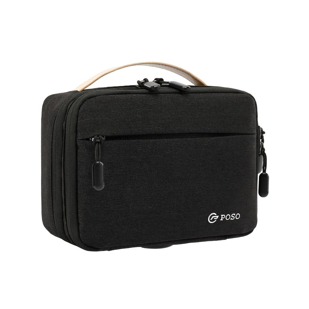 POSO, Travel Business Handbag, Cable Organizer Hard Disk Case Electronic Accessories Digital Storage Bag Water Resistant With USB Charging Port, Dark Grey