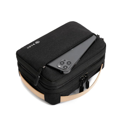 POSO, Travel Business Handbag, Cable Organizer Hard Disk Case Electronic Accessories Digital Storage Bag Water Resistant With USB Charging Port, Dark Grey