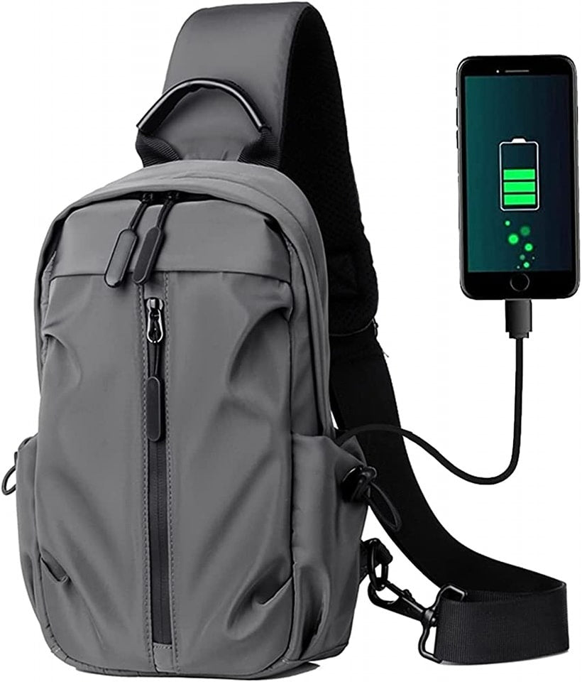 Poso, Anti Theft Sling Bag, Crossbody Pack - Lockable Zippers, Rfid Safe Pocket And Cut Resistant Fabric Grey