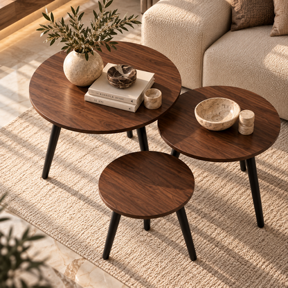 Milano Walnut Side Table Set – 3 Pieces | TT-065