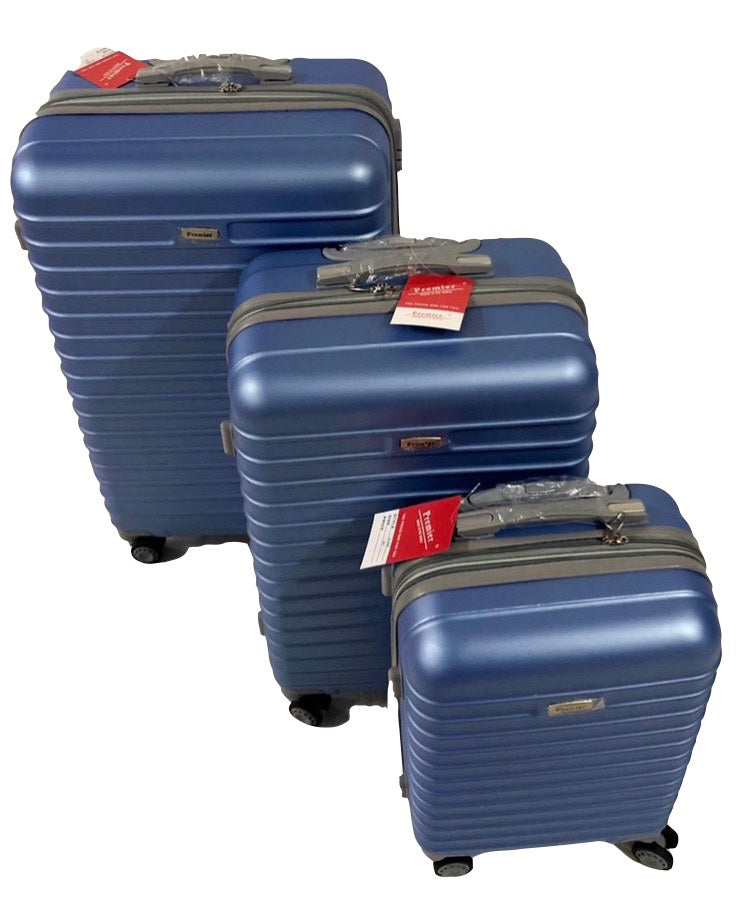 Premier, Travel Suitcase Hard Cover 4 wheels Luggage Expandable set of 3 Bag Blue