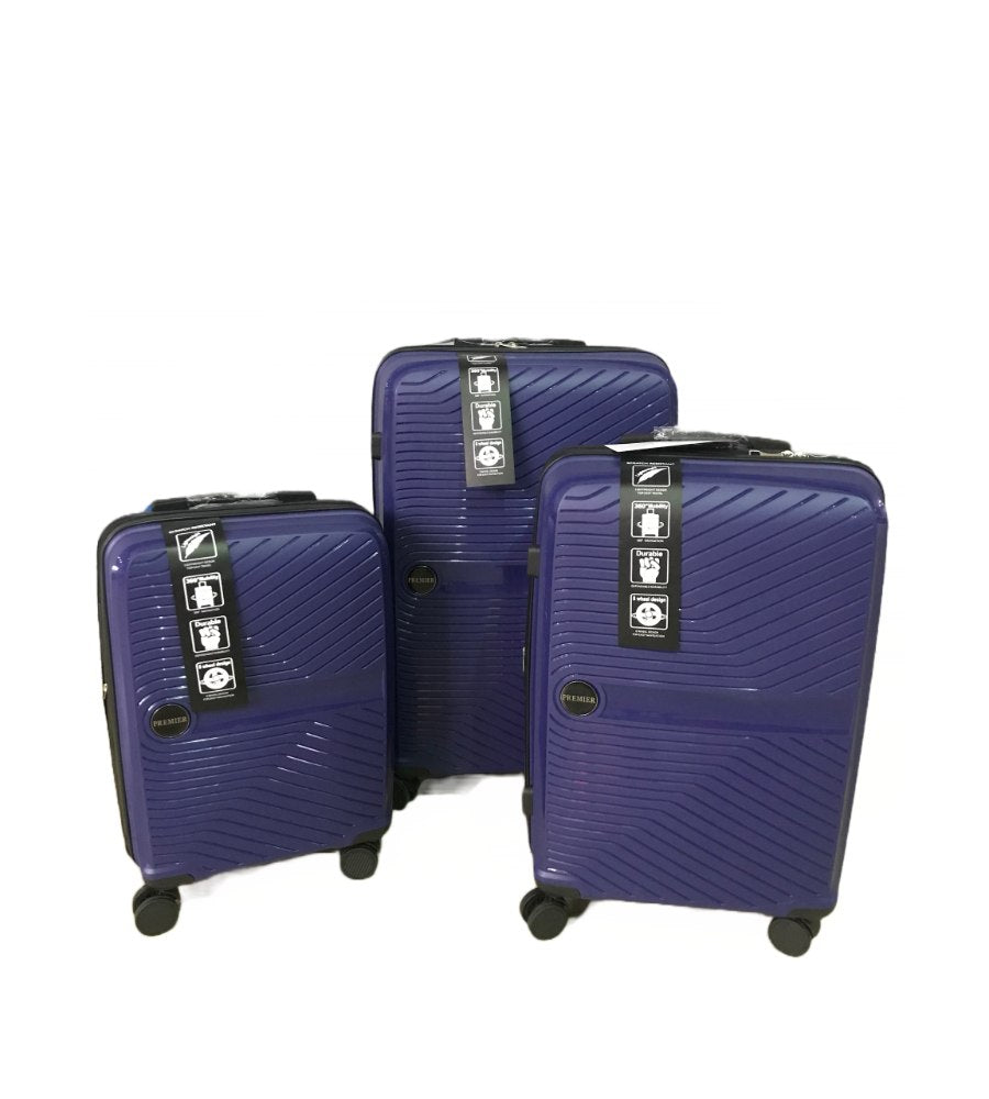 Premier, Lightness Comfort Expandable Travel Suitcase Bags Hardside 4 Wheels Luggage 3-Piece Set, Navy