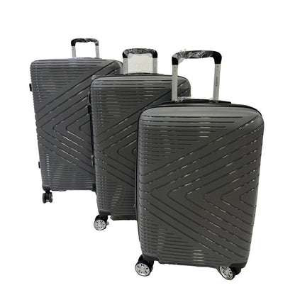 Premierpro Fully Lined And Expandable Travel Suitcase Hard Cover 4 Wheels Luggage 3 Piece Set
