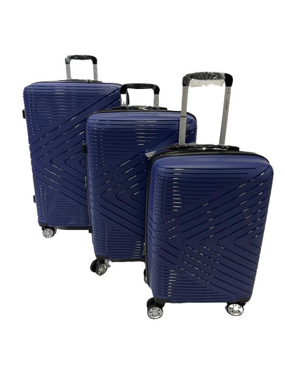Premierpro Fully Lined And Expandable Travel Suitcase Hard Cover 4 Wheels Luggage 3 Piece Set