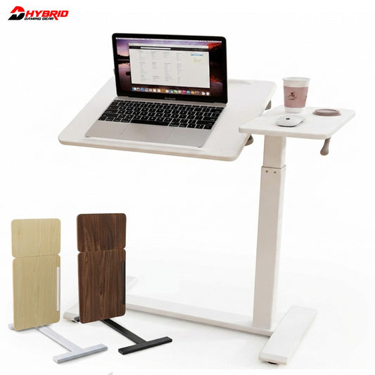 Premium Heavy-Duty Adjustable Overbed Table with Pneumatic Tilt Desktop, Mobile Laptop Desk with Hidden Wheels - SB61