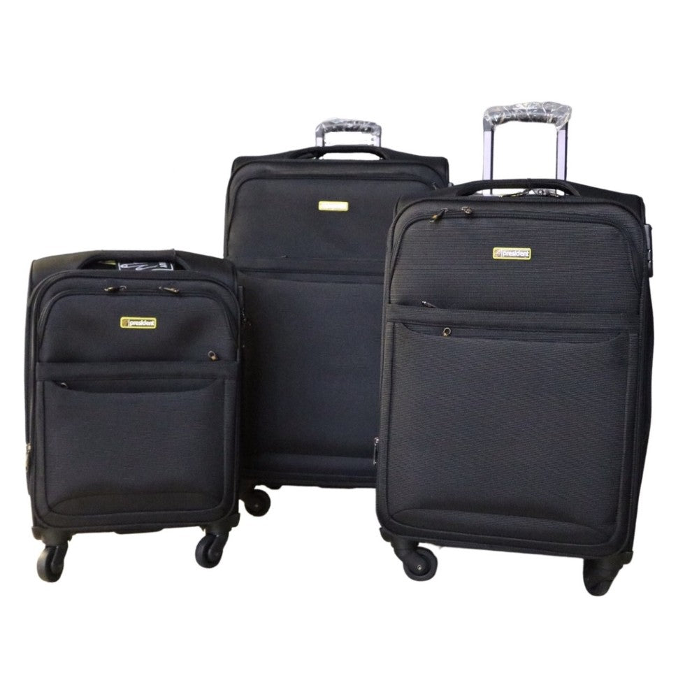 President, Travel Suitcase Soft Cover 4 Wheels Luggage Set Of 3 Bag, Available in Different Colors