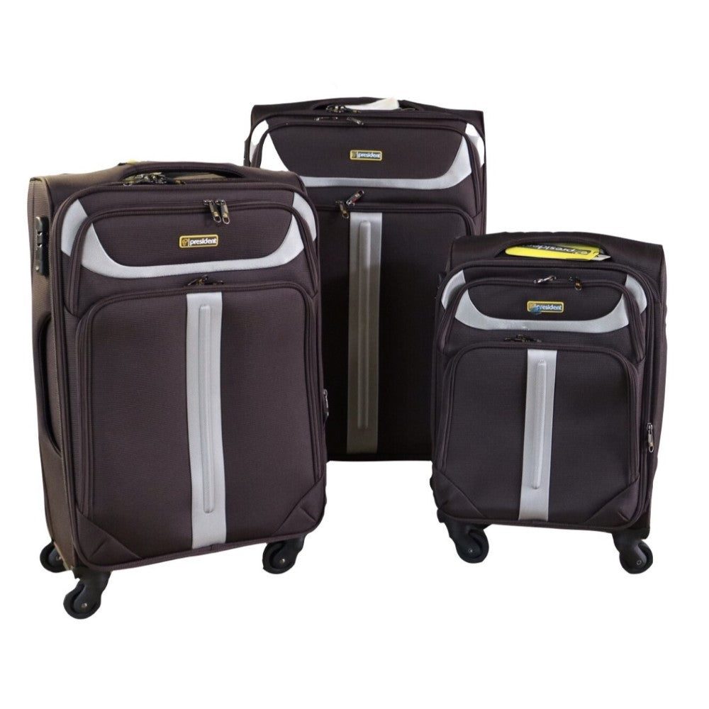 President, Travel Suitcase Soft Cover 4 Wheels Luggage Set Of 3 Bag, Available in Different Colors