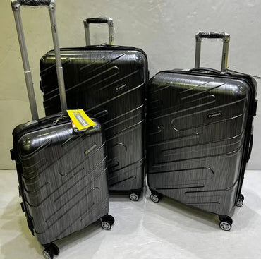 President, Fully Lined and Expandable Travel Suitcase Hard Cover 4 wheels Luggage Travel Bags 3 Piece Set DarkGrey